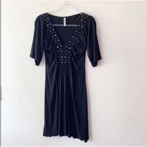 Soul Revival Crochet Stud Wide Sleeve Black Dress